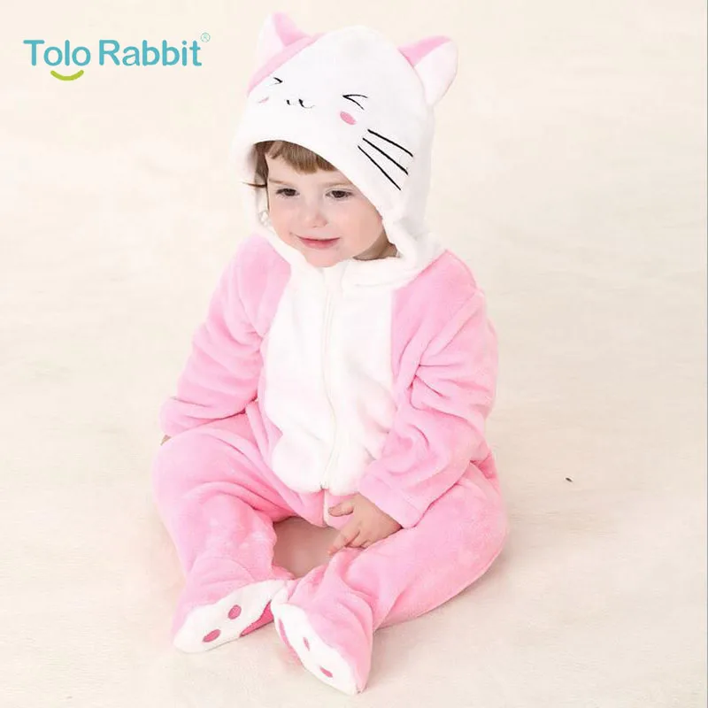 

2017 Infant Romper Baby Girls Jumpsuit New born Bebe Clothing Hooded Toddler Baby Clothes Cute cartoon Cat Romper Baby C998