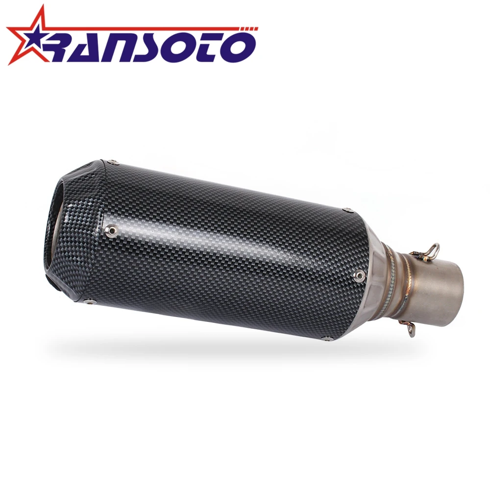 

RANSOTO Modified Motorcycle Double Exhaust Muffler stainless steel Tail Pipe Trim Clamps exhaust pipe