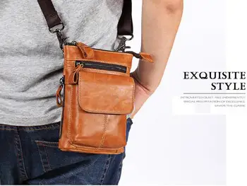 

Party Favors Men's Waist Bag Leather Belted Mobile Phone Bag With Shoulder Strap