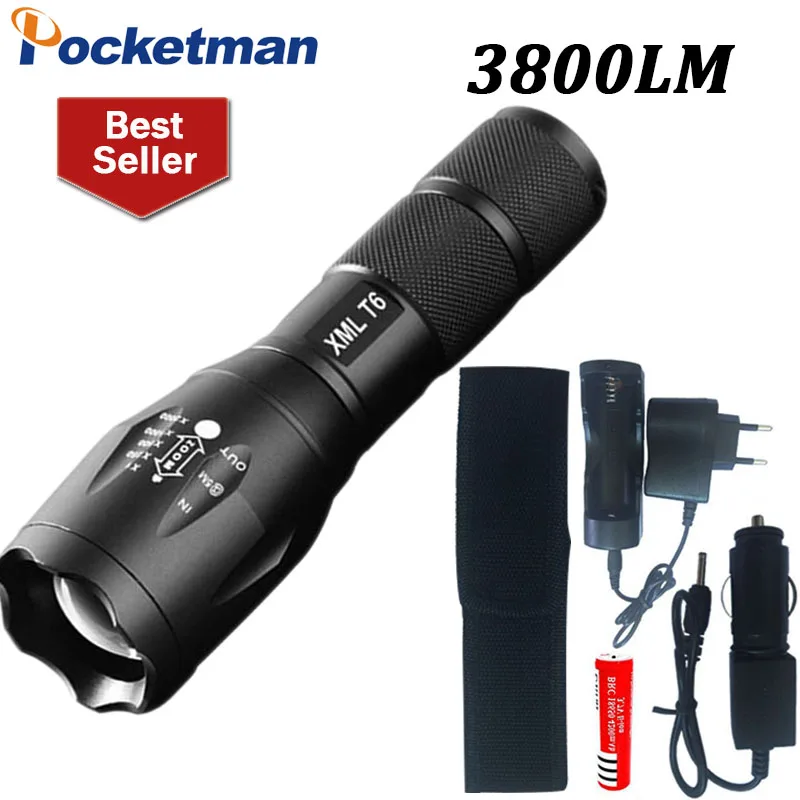 

XM-L T6 3800LM E17 LED Flashlight zaklamp torch waterproof 5mode linternas led Zoomable lampe torche 3xAAA /18650 Torch