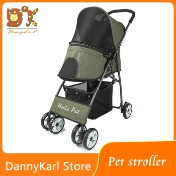 

DannyKarl Outdoor Pet Fashion Stroller Matte Material Oxford Cloth Dog Trolley Light Compact Folding Cat Out Of The Four-Wheeler