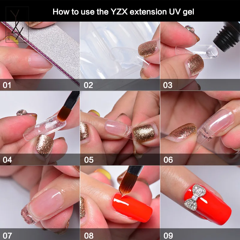YZX 8Pcs жидкость для быстрого расширение поли гель лак набор сборки ложные пальцев 8