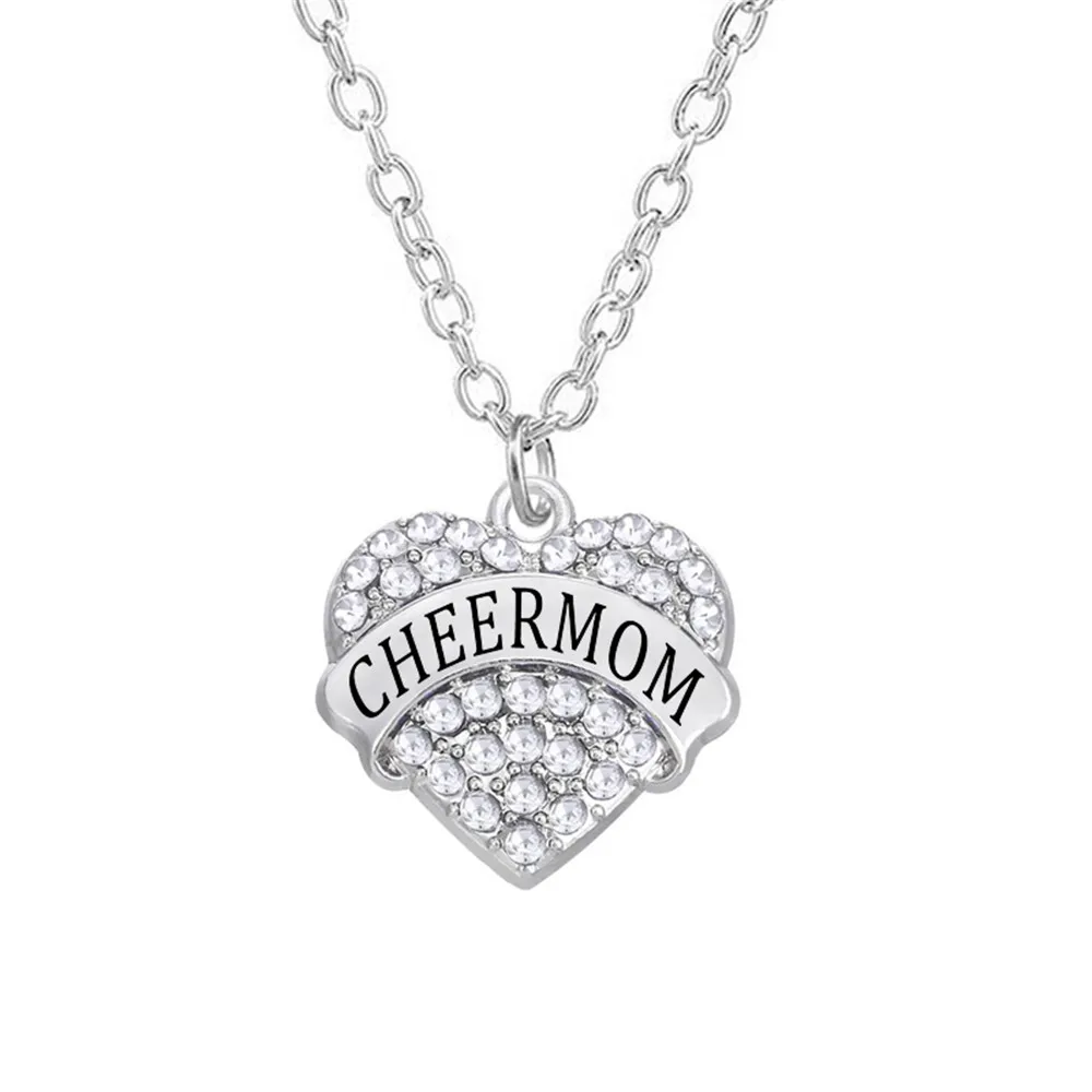 

Cheerleading Majorette Jewelry Alloy Rhodium Plated Crystal Cheering Cheermom Necklace