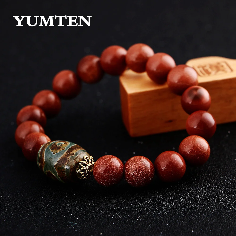 

Natural Gold Sandstone Elastic Bracelet Women and Man Chakra Reiki Jewelry Fashion Tibetan Amulets Stone Beads Couple Bracelets