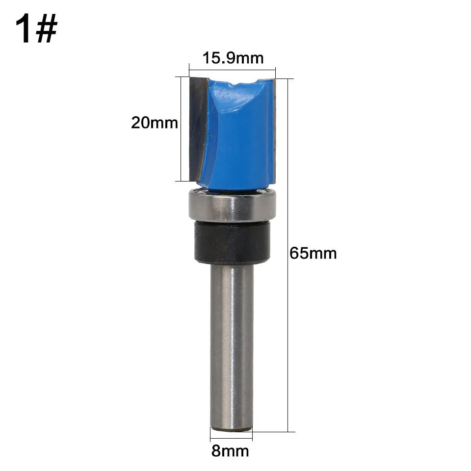 1 шт. 8 мм хвостовик Классический прямой заподлицо древесины фрезы с 1 подшипником карбида вольфрама Деревообрабатывающие инструменты