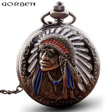 Ретро индийские люди медные кварцевые антикварные карманные часы ожерелье полые металлические винтажные флип часы цепь Кулон Женщины Мужчины подарок