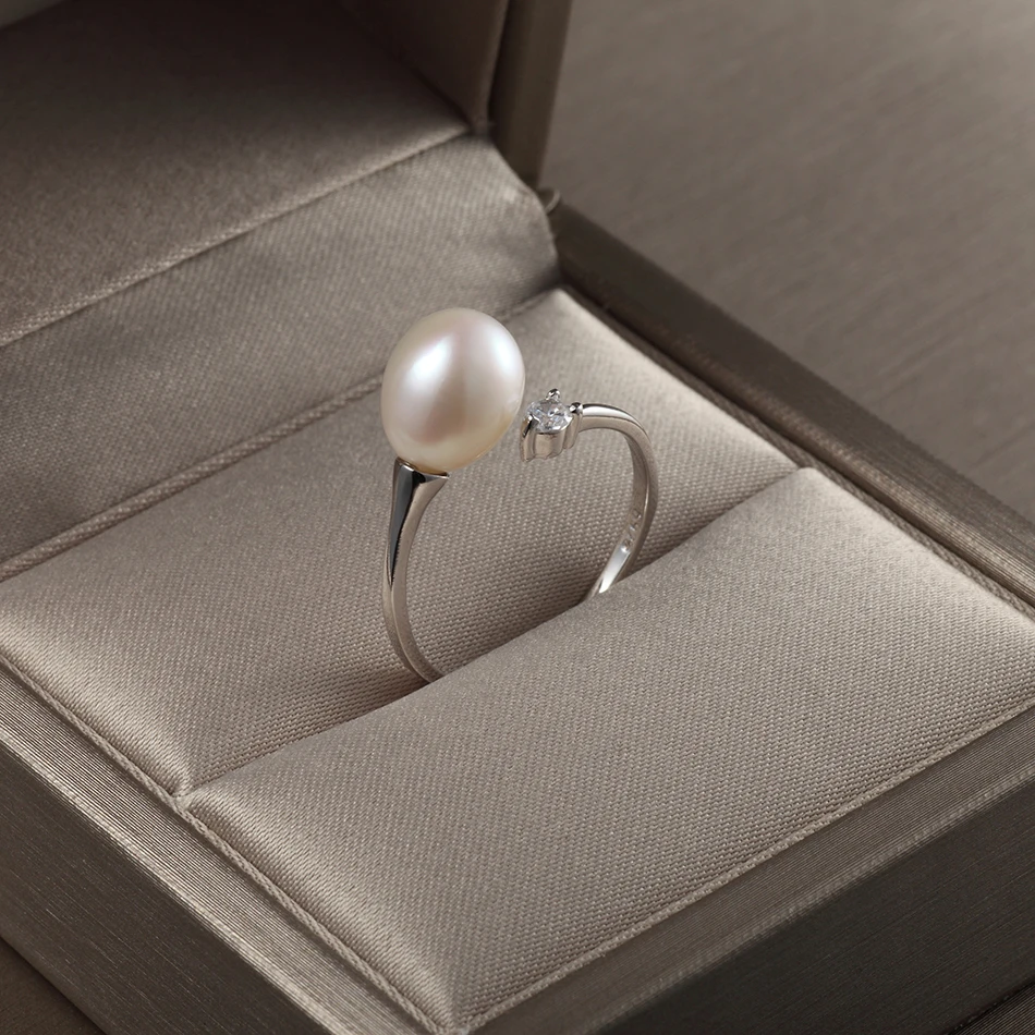 Классическое простое кольцо с натуральным жемчугом для женщин, ювелирные изделия на годовщину, подарки 8-9 мм, кольца с пресноводным жемчугом, хорошее ювелирное изделие, FEIGE
