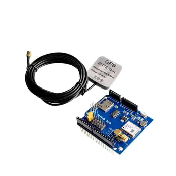 

! 5pcs/lot GPS Shield GPS record expansion board GPS module with SD slot card With Antenna for UNO R3