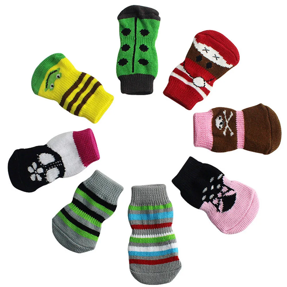 

Waterproof Pet Boots for Medium to Large Dogs Labrador Husky Shoes plus 4Pcs Pet Dog Socks Cute Cartoon Dog Non-slip Warm Socks