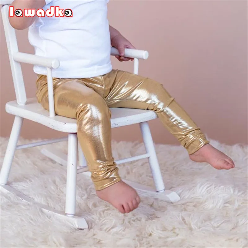 

Spring Baby Pants Golden Silver Black 3 Colors Boys Girls Leggings European and American Style Children Trousers Clothing