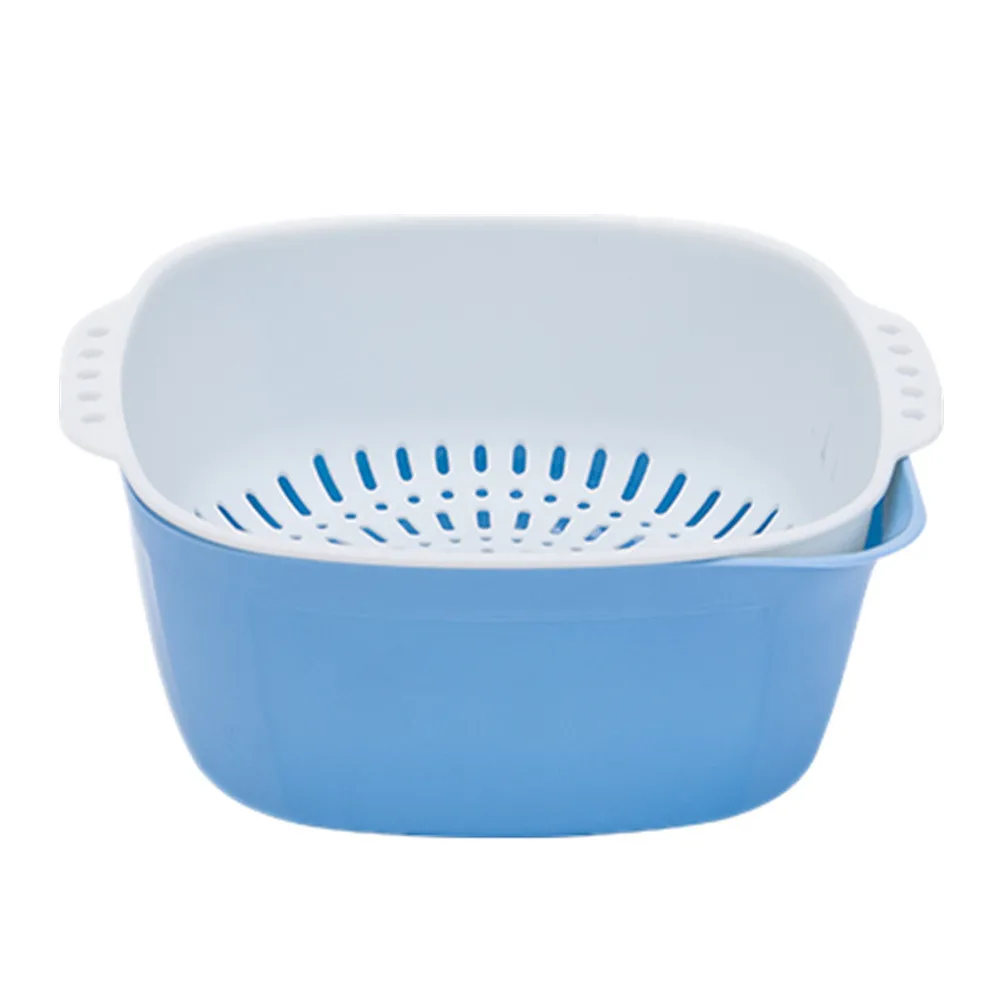Fruit Vegetable Washing Basket Strainer Portable PP Colander Double