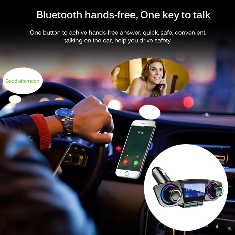 JINSERTA Power ON OFF Bluetooth 4.0 FM Transmitter Modulator Handsfree Car Kit TF USB Music AUX Audio MP3 Player