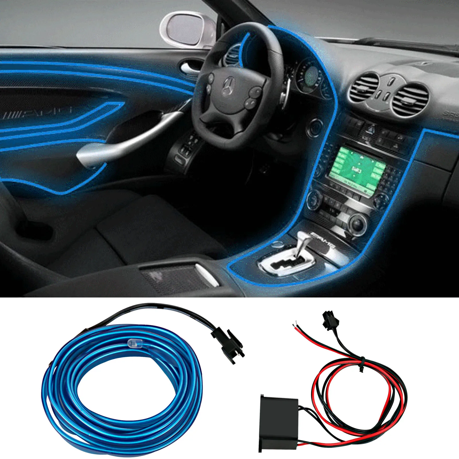 2 Meters Car Flashing Car Interior Ambient Light Panel illumination Inside Strip Refit Optic Fiber LED Wire Tube Rope Decoration for mazda cx 9 2007 2016 car interior ambient light panel illumination for car inside tuning cool strip light optic fiber band