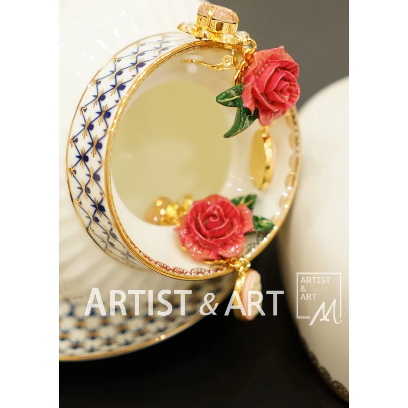 Svoryxiu Runway Rose Series Accessories Clip Earrings Women's Crystal Red Rose Queen Avatar Earrings Clip Earrings Svoryxiu Runway Rose Series Accessories Clip Earrings Women's Crystal Red Rose Queen Avatar Earrings Clip Earrings