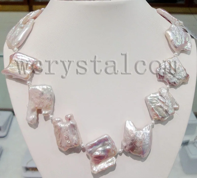 

RARE Huge AAA White Square Pearl Necklace 25mm