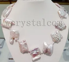 RARE Huge AAA White Square Pearl Necklace 25mm