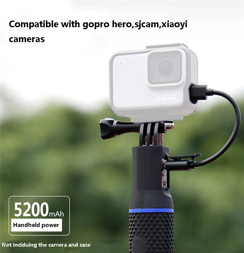 Ручные ручки селфи палка с 5200 мАч power Bank для Gopro Hero Sjcam Yi экшн-камер монопод для смартфонов iPhone Xiaomi