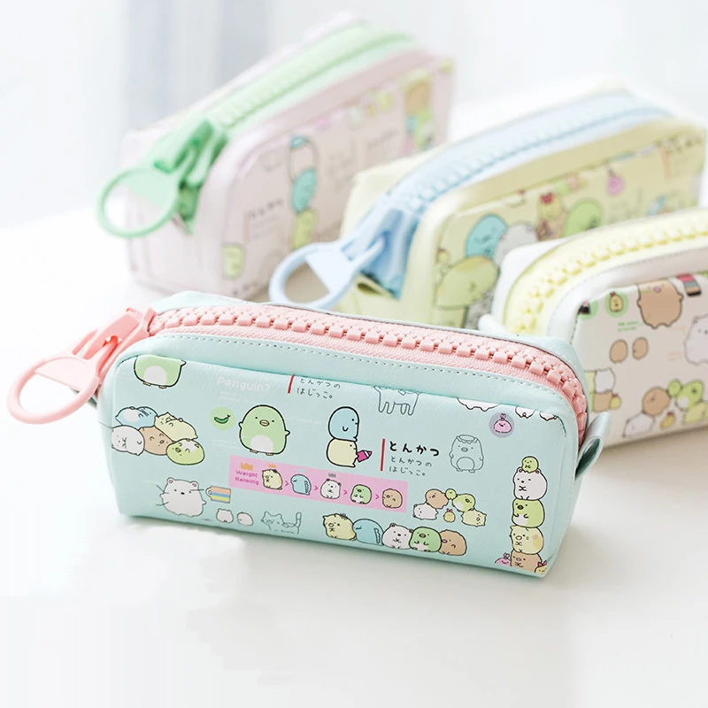 

Kawaii Molang Big zipper PU Leather estuches school pencil case Stationery Storage bag pencilcase material escolar Office supply