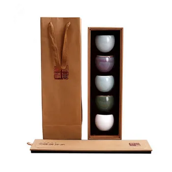 

Dirnkware 5pcs/set Kung Fu tea cup ceramic tea bowl Ru kiln official kiln single cup