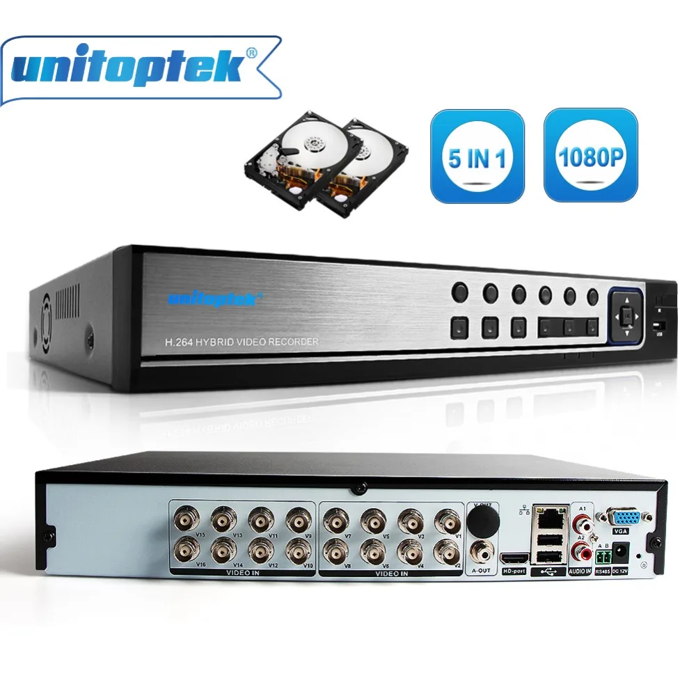  Híbrido 5 en 1 16CH AHD DVR grabador 1080P DVR de 16 canales 2 SATA HDD 1920*1080 CCTV CVI TVI DVR 