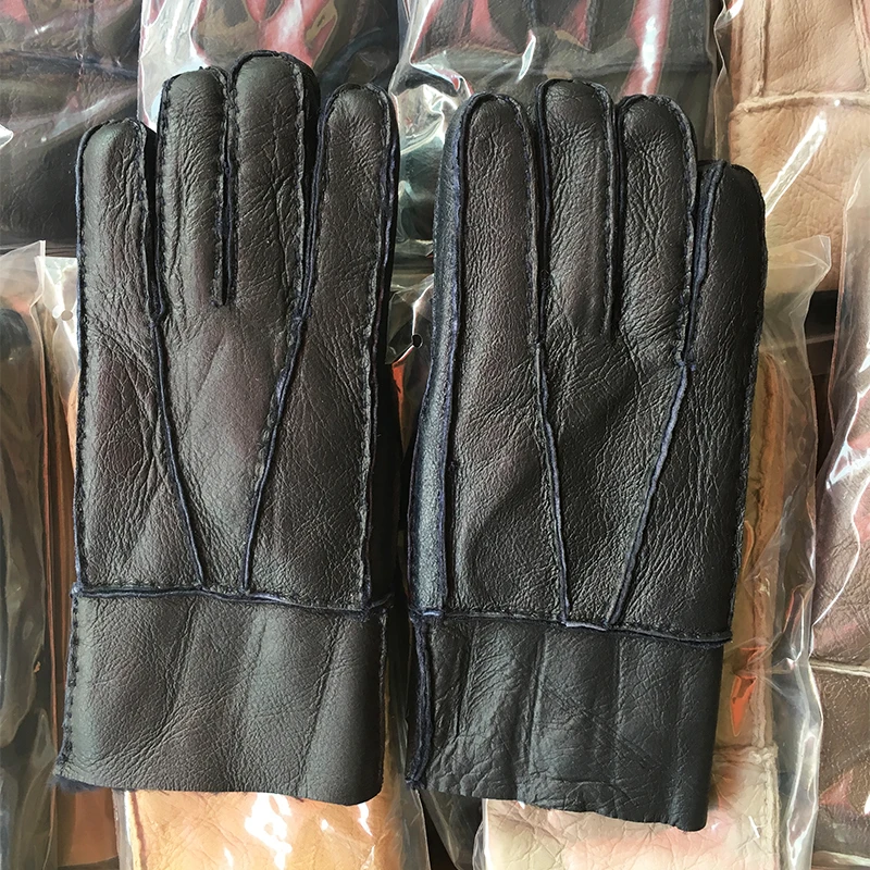 Зимние мужские перчатки, новинка, теплые кожаные перчатки, мужские длинные перчатки из натуральной кожи, меховые кашемировые перчатки из натуральной кожи, шерстяные теплые перчатки N21