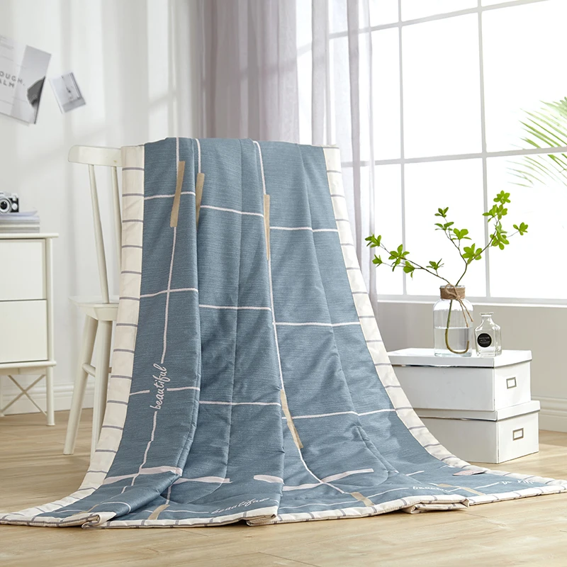 ARNIGU Fashion Plaid print gray Cotton Summer thin Comforter Children