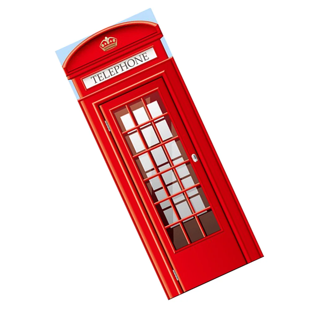 Self-adhesive 3D Door Wall Fridge Sticker Telephone Booth Wrap Mural Poster