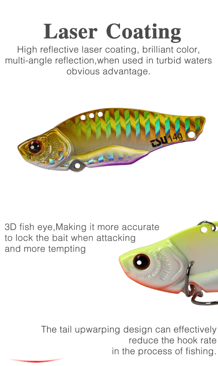 TSURINOYA для рыбалки приманки TEPAN VIB Гоблин 7g 11 14g 17g двойные крючки полная плавающая Слои вращающаяся приманка для метания на большие расстояния опускается на дно, блесна металлическая