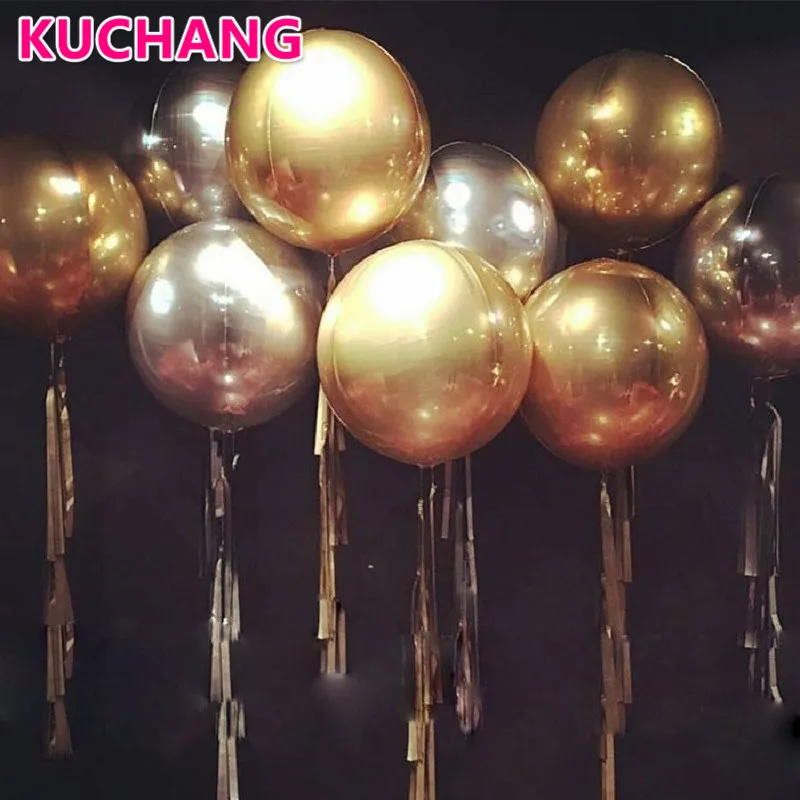 

10pcs/lot 18inch 4D Round Sphere Cube Shaped Helium Inflatable Foil Balloons Chrome Bubble Balloons Wedding Birthday Party Decor