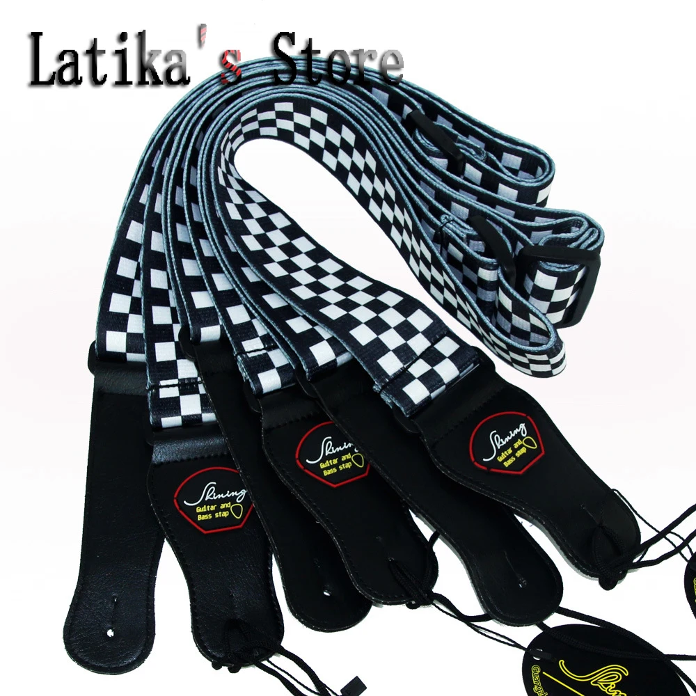 

The New Thicker Type Black & White Acoustic Electric Folk Bass Guitar Strap Adjustable Length Guitar Strap Avril ' Favorite