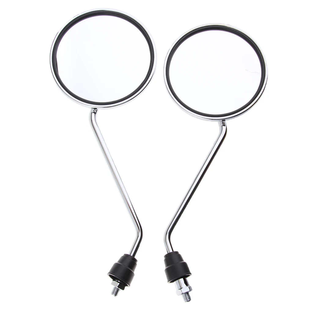1 Pair Chrome Round Rearview Side Mirrors for Motorcycle Scooter 8mm Motorcycle Round Rear View Mirrors