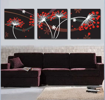 

3 piece art sets abstract Red Flower trees Wall Decor Landscape Paintings print on Canvas