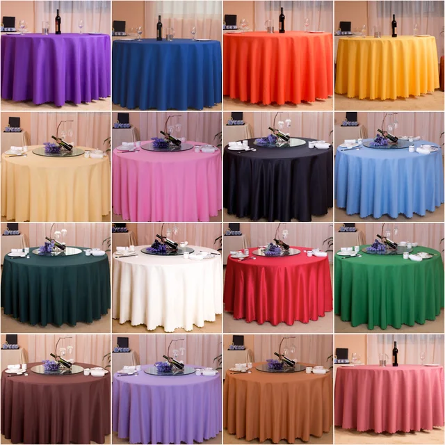 100 double stitched polyester round tablecloth dining table cloth