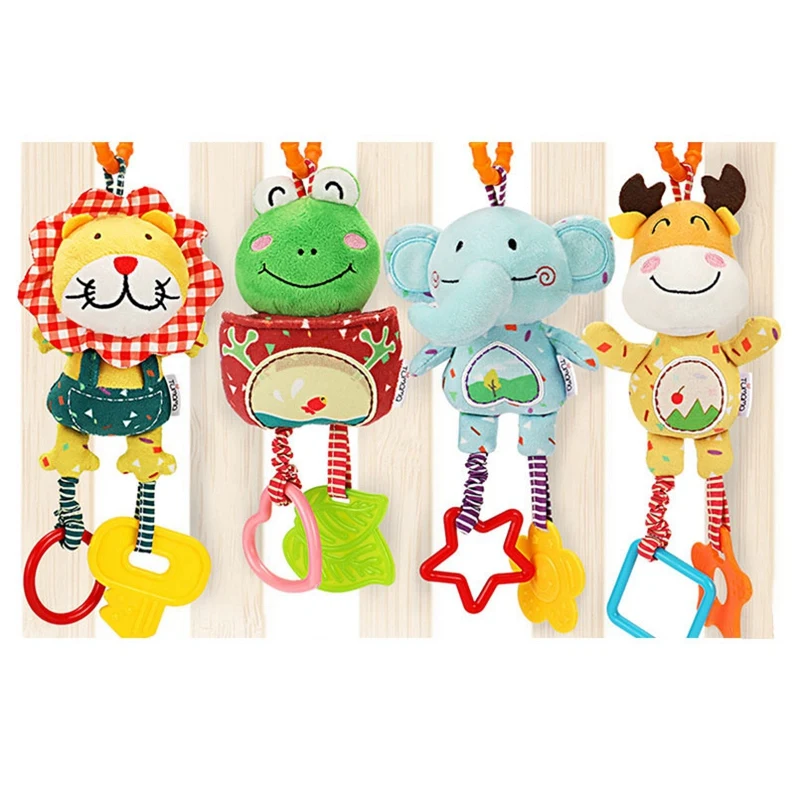 

4Pcs Baby Grip Rattle Baby Bed Plush Toy Baby Puzzle Rattle Baby Stroller Bell Toy For 0-3 Years Old Hanging Bell Education