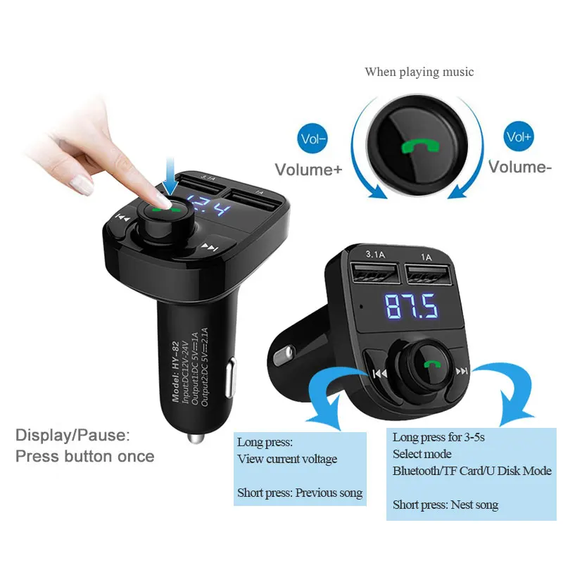 FM-трансмиттер автомобильный Bluetooth-комплект Hands free Автомобильный MP3 аудио плеер