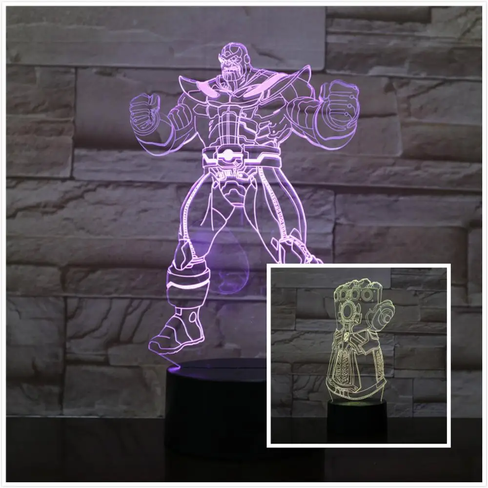 

Toy Figures The Avengers 4 endgame Thanos Iron Man Black Panther 3D LED Lamp 7 Colors Changing USB Touch Desk Lamp toys