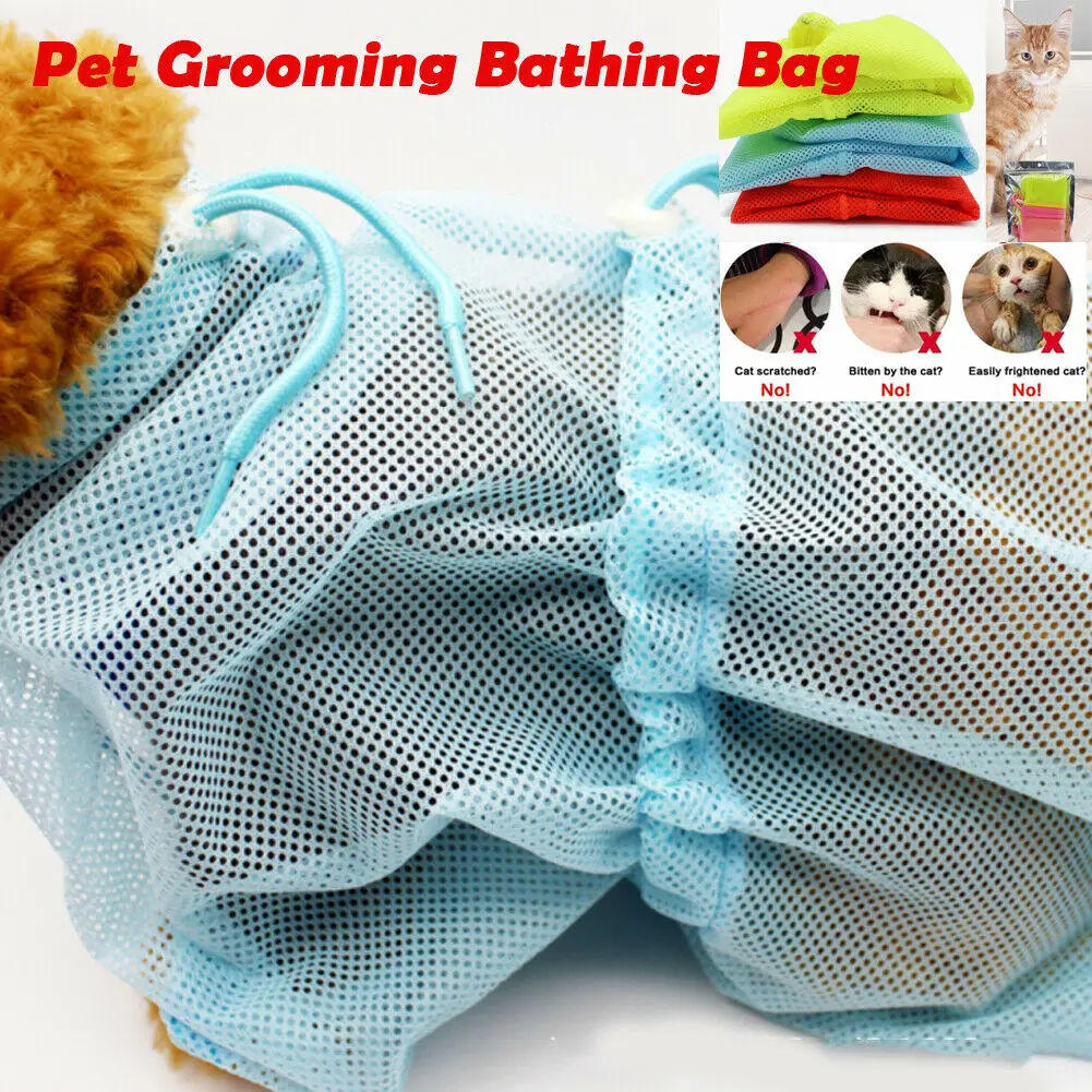 

2019 Newest Fashion Cat Dog Grooming Mesh Bath Bag Cats Adjustable Washing Pet Bathing Nail Cute Walking