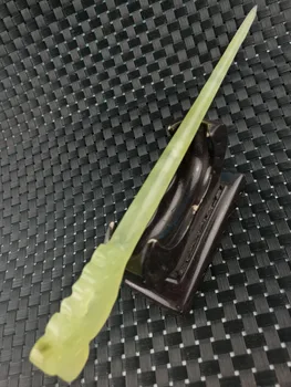 

China old manual Carved jade hairpin Statues 18cm