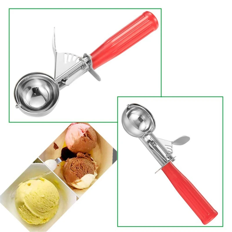 Ложки для мороженого из нержавеющей стали, ложка для мороженого, ложка для мороженого, шар с пластиковой ручкой, кухонные аксессуары