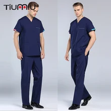 Новая летняя одежда для врача с v-образным вырезом, униформа медсестры, больница, медицинский салон красоты, набор с коротким рукавом, Мужская хирургическая медицинская форма
