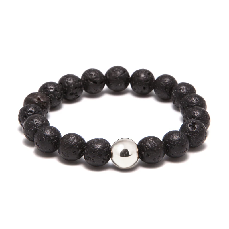 Natural-Gemstone Lava Rock Beads Stretch bracelet Elastic Stone Bead Bracelet Men Jewelry Gift (6)