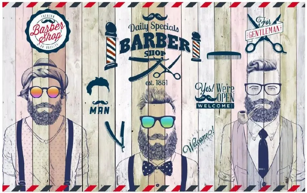 Custom photo mural 3d wallpaper Retro nostalgic trend barber shop tv background home decor living room wallpaper for walls 3 d