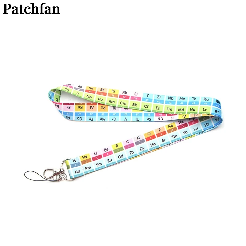 

Patchfan Periodic table cool men lanyards for keys in mobile phone straps necklace card holders webbing ribbons A2076