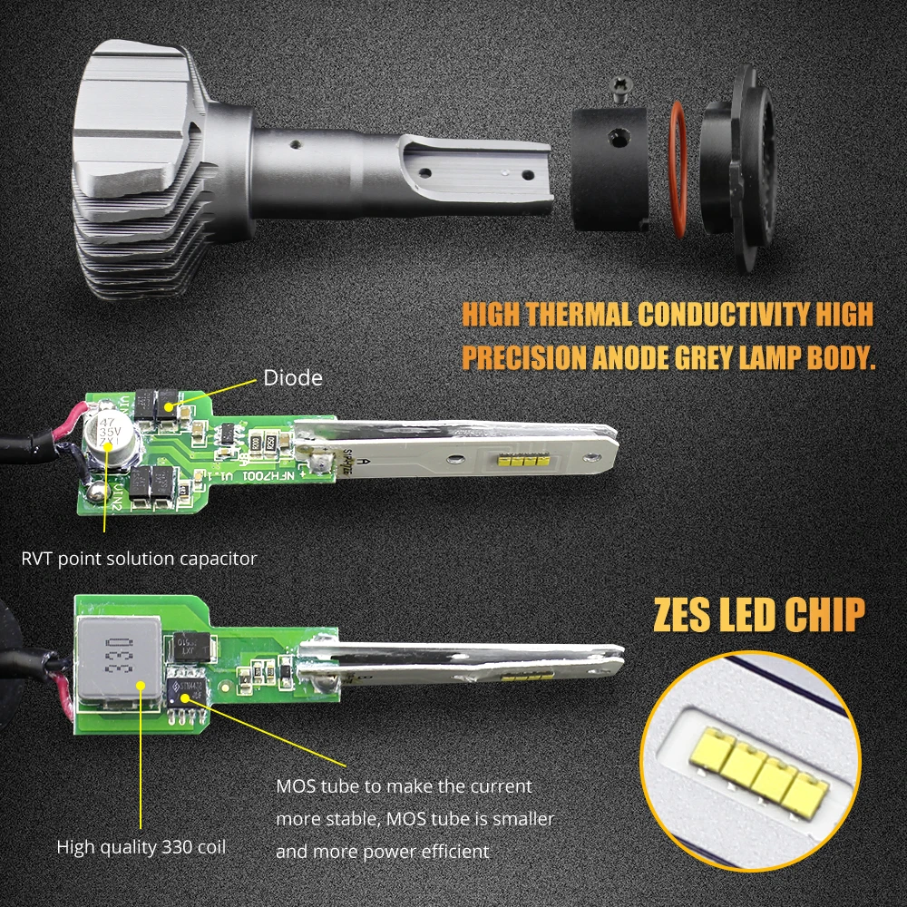 H7 LED Car Headlight H1 H3 H16 LED Bulb H4/HB2/9003 Hi/Lo ZES Chips 9005 9006 H8/H9/H11 Diodes LED Automobile 6500k 9-32V Light