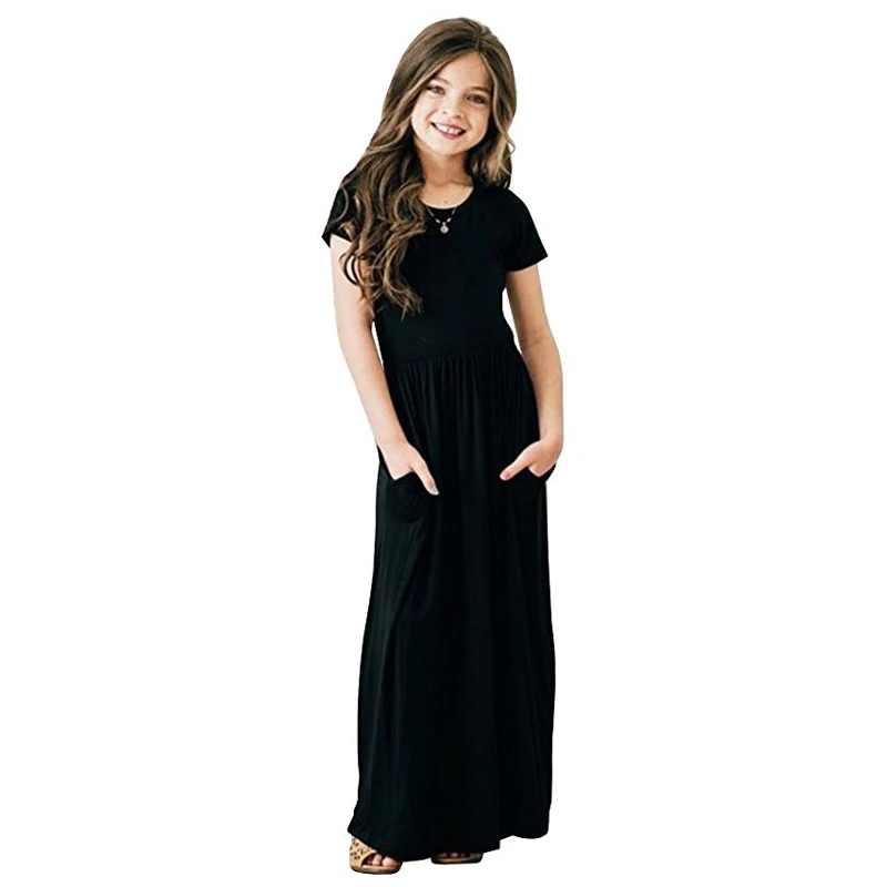 Г., платья для девочек осеннее милое длинное платье для маленьких девочек популярного цвета Детская одежда Повседневная хлопковая пляжная одежда, длинное платье подходит для детей от 2 до 8 лет