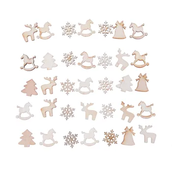 

30Pc/pack Christmas Decor Xmas Wood Chip Tree Ornaments Hanging Pendant Decoration Gifts Home Decor
