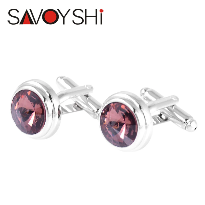 SAVOYSHI Роскошные хрустальные запонки для мужчин рубашки высокое качество круглые