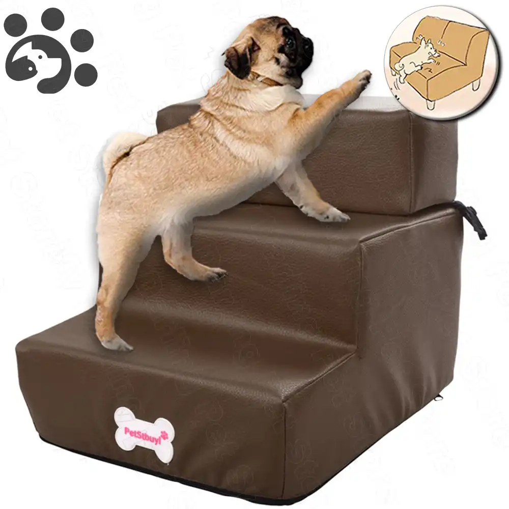 Up To 55 Pounds Dubleir Dog 3 Steps Stairs Removable Dog Cat Stair Dog Sponge Bed Ladder 3-Step Storage Style Pet Stair Indoor Pet Ramp For Dogs Puppies Foldable
