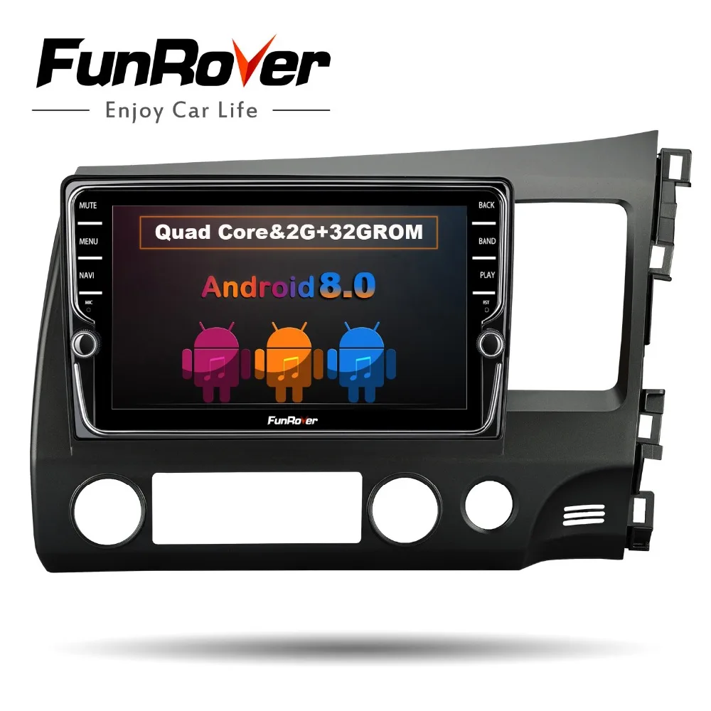 FUNROVER 9 ''Android 8,0 2 DIN автомобиль dvd-радио gps для Honda Civic 2006-2011 с gps навигация автомобильное радио Видео Стерео 4 ядра