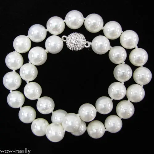 

Hot sale new Style >>>>> New 10mm Genuine White South Sea Shell Pearl Necklace 18'' AAA+